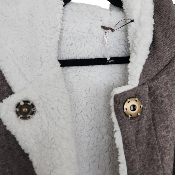 Free People Gray Shearling Coat - Picture 4 of 9